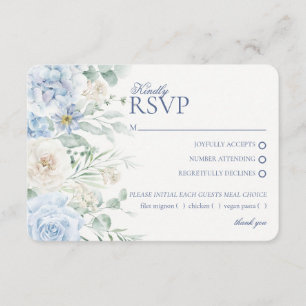 Blaue Florale Hortensien Botanische Hochzeits-RSVP Begleitkarte
