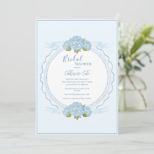 Blaue florale Hortensien elegante Brautparty Einladung