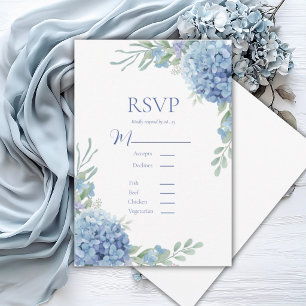 Blaue Florale Hortensien-RSVP-Karte RSVP Karte