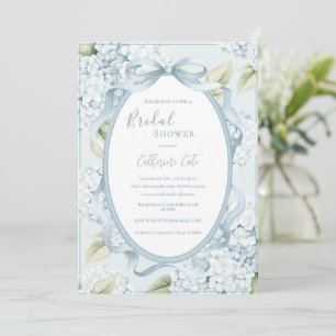 Blaue Florale Hortensien Whimsical Braut- Einladung