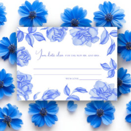 Blaue florale Ideen für Brautparty am Date-Abend Begleitkarte