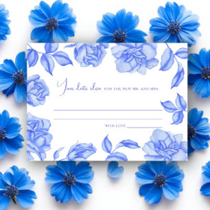 Blaue florale Ideen für Brautparty am Date-Abend Begleitkarte