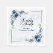 Blaue Florale Klassische Elegante Damen 50. Geburt