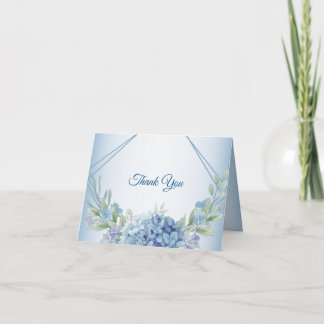 Blaue Florale Kräuter Rahmen Staubige Vintage Hoch Dankeskarte