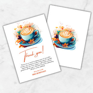 Blaue Florale Liebe brodelt Brautparty Kaffee  Dankeskarte