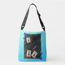 Blaue florale Mahjong-Tasche