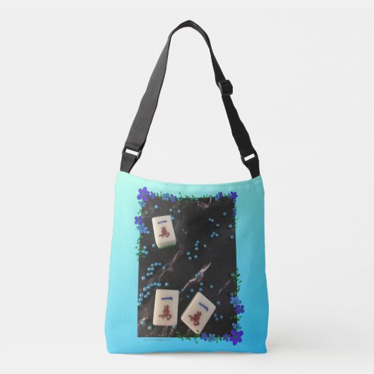 Blaue florale Mahjong-Tasche Tragetaschen Mit Langen Trägern (Vorderseite)