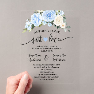Blaue Florale Nichts Fancy Nur Liebe Hochzeitsfluc Acryleinladungen