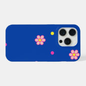 blaue florale Punkte iPhone Hülle (Rückseite (Horizontal))