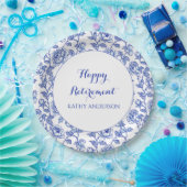 Blaue Florale Ruhestandsfeier Pappteller (Party)