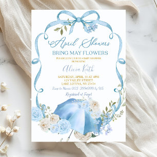 Blaue Florale Schleife Coquette April-Schauer Einladung