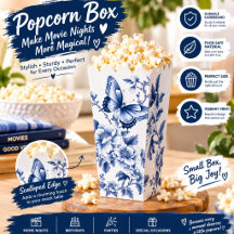 Blaue Florale Schmetterling-Popcorn-Box – Elegante