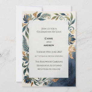 Blaue florale schottische Hochzeitseinladung Einladung