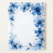 Blaue florale Spiralbindung abstrakt botanisch Frü Planer (Rückseite)