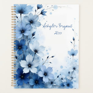 Blaue florale Spiralbindung abstrakt botanisch im Planer