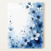 Blaue florale Spiralbindung abstrakt botanisch im Planer (Rückseite)
