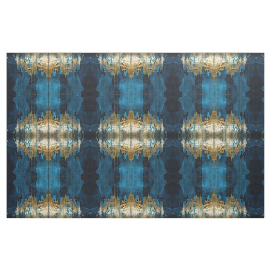 Blaue Florale Stoff Nahtlos Muster Boho Modern (Fat Quarter (45,7 x 55,9 cm))