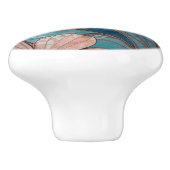 Blaue Florale Teal-Blush  Keramikknauf (Seitenansicht)