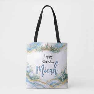 Blaue florale Tulpen Baby's Breath Achat Gold Mode Tasche