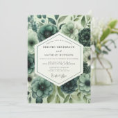 Blaue Florale Üppige Romantische Hochzeit Einladung (Stehend Vorderseite)