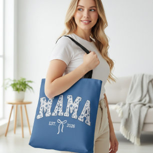Blaue florale Varsity-Mama-Damenmode Tasche