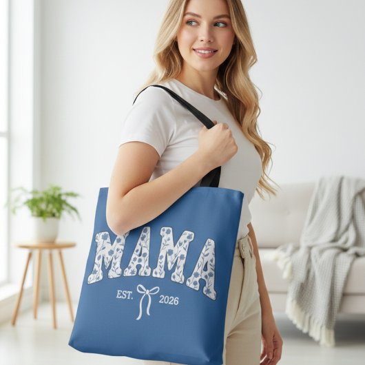 Blaue florale Varsity-Mama-Damenmode Tasche
