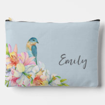 Blaue florale Vogel-Aquarell-Oriental-Brautjungfer