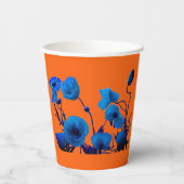 Blaue Florale Wasserfarbe Mohnblumen Trendy Pappbecher (Rückseite)