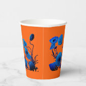 Blaue Florale Wasserfarbe Mohnblumen Trendy Pappbecher (Rechts)