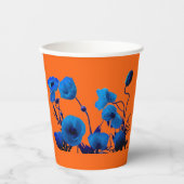 Blaue Florale Wasserfarbe Mohnblumen Trendy Pappbecher (Vorderseite)