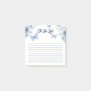 Blaue Florale Wasserfarben-Schmetterlings-To-Do-Li Post-it Klebezettel