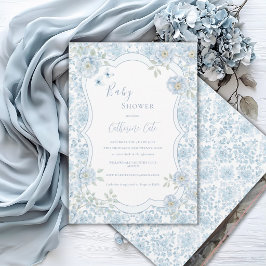 Blaue florale wundervolle Babyparty Einladung