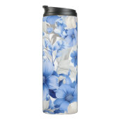 Blaue Floralsymphonie Thermosbecher (Nach rechts gedreht)