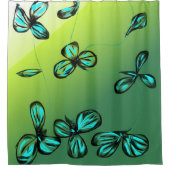 Blaue Florets auf grünem Duschvorhang (Vorderseite)