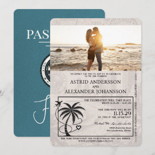 Blaue Florida-Reisepass-Hochzeitseinladung Einladung