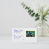 Blaue Flügel-Schmetterlings-Visitenkarten Visitenkarte (Stehend Vorderseite)