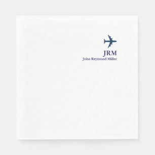 Blaue Flugzeug Düsenflugzeug Airline Pilot Party Serviette