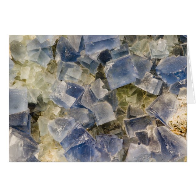 Blaue Fluorit-Kristalle in der Matrix (Vorderseite (Horizontal))