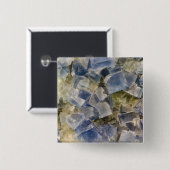 Blaue Fluorit-Kristalle in der Matrix Button (Vorne & Hinten)