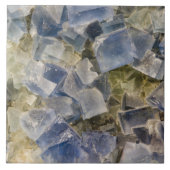 Blaue Fluorit-Kristalle in der Matrix Fliese (Vorderseite)