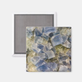 Blaue Fluoritkristalle in Matrix Magnet (Vorderseite/Rückseite)