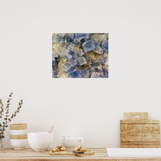 Blaue Fluoritkristalle in Matrix Poster (Küche)