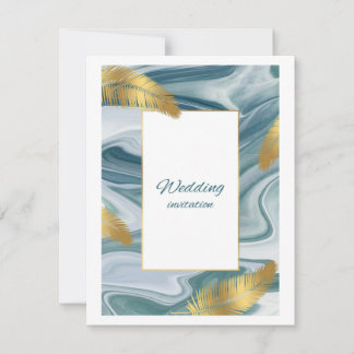 Blaue Flüssig-Marmor-Hochzeitseinladung | Premium RSVP Karte