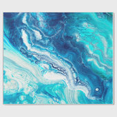 Blaue Flüssig-Marmor-Textur Geschenkpapier (Flach)