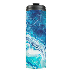 Blaue Flüssig-Marmor-Textur Thermosbecher