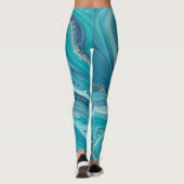 Blaue, flüssige Marmormor-Leggings Leggings (Rückseite)
