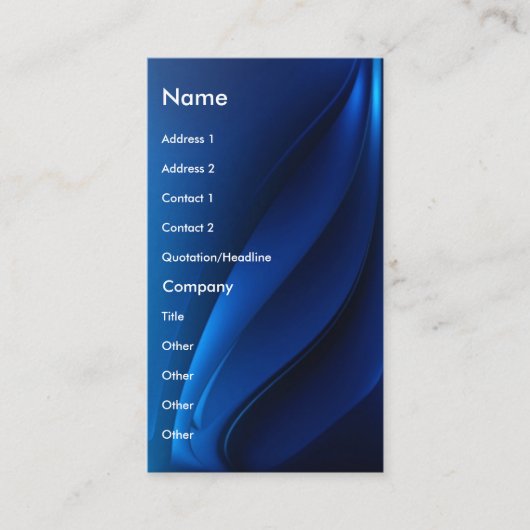 Blaue flüssige zeitgenössische visitenkarte (Vorderseite)