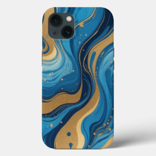 Blaue Flüssigkeit mit Tropfen und goldenem Glitzer Case-Mate iPhone Hülle