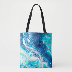 Blaue Flüssigmarmortextur Tasche