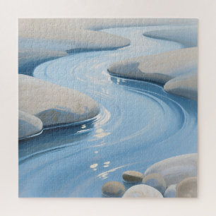 Blaue Flusssteine Puzzle